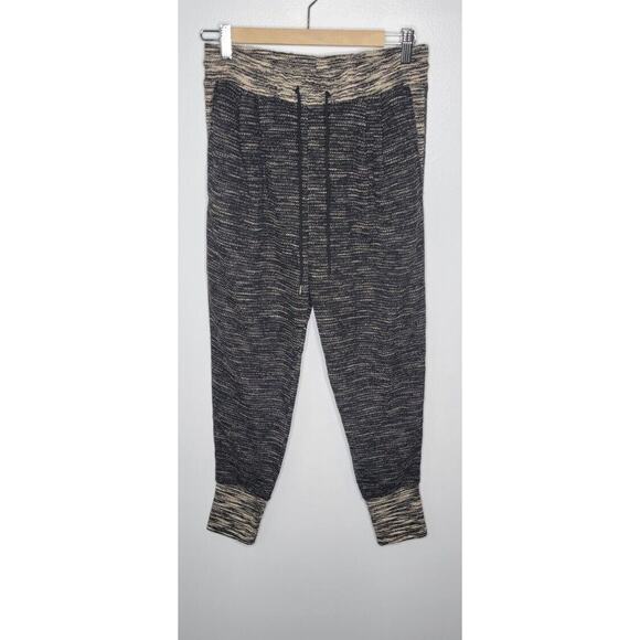 H&M Textured Jogger Sweatpants Womens Small Two Toned Beige Black Lounge Ladies - Picture 1 of 9